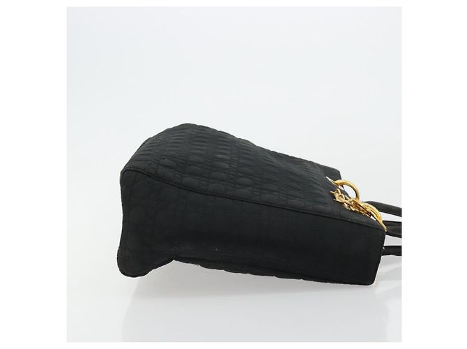 Christian Dior Borsa Lady Dior in nylon nero e oro Auth 168872 D'oro - vista 3