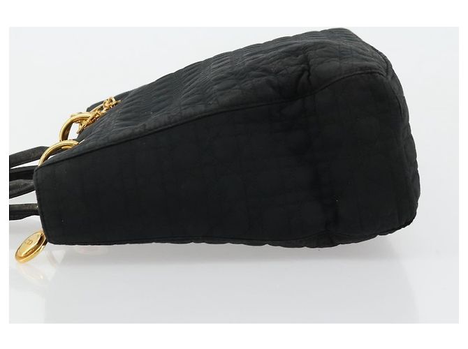 Christian Dior Borsa Lady Dior in nylon nero e oro Auth 168872 D'oro - vista 4