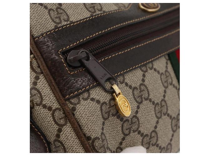Borsa Sherry Line GG Supreme Web di GUCCI in PVC beige e oro 010 378 Auth ep14400 D'oro - vista 18