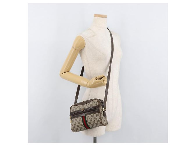 Borsa Sherry Line GG Supreme Web di GUCCI in PVC beige e oro 010 378 Auth ep14400 D'oro - vista 23