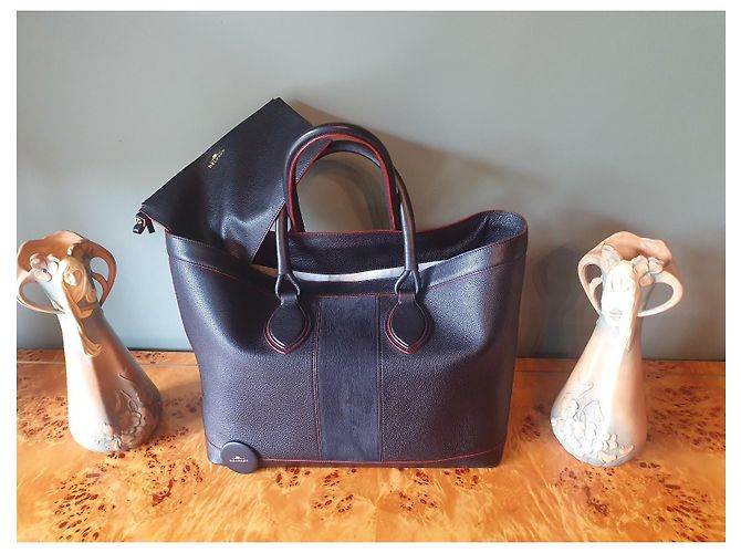 Borsa Tote Chic GM di Delvaux in pelle nera/borgogna Nero Bordò - vista 18