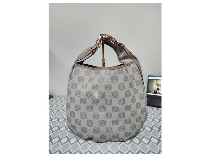 Loewe Bounce Vintage Leder Schultertasche Grau - Ansicht 3