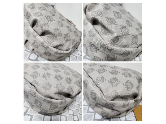Loewe Bounce Vintage Leder Schultertasche Grau - Ansicht 8