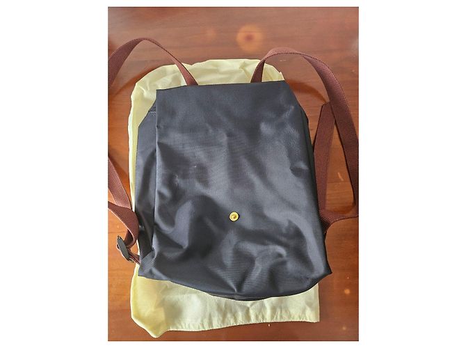 Zaino Longchamp Le Pliage Nero Beige - vista 2