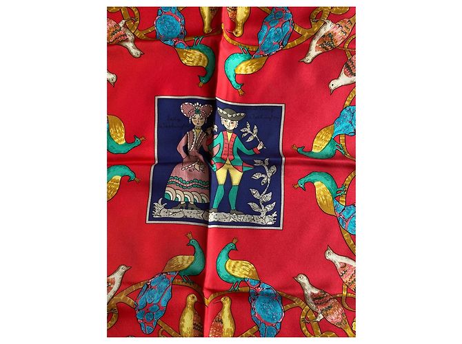Sciarpa Hermès Early America in seta blu navy - vista 3