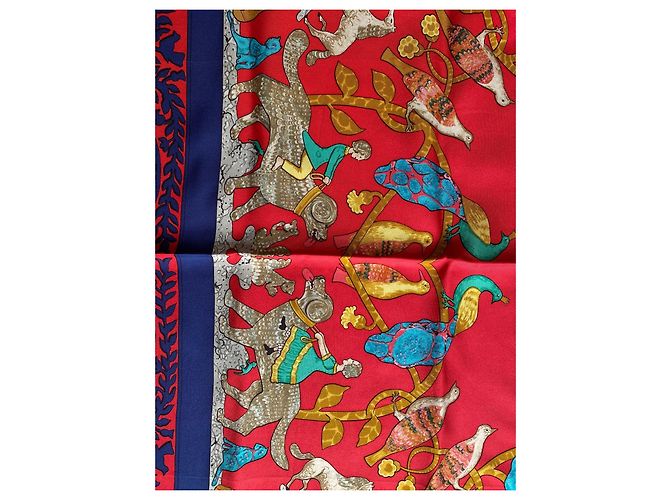 Sciarpa Hermès Early America in seta blu navy - vista 5