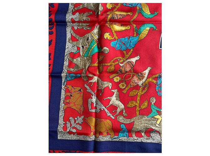 Sciarpa Hermès Early America in seta blu navy - vista 6