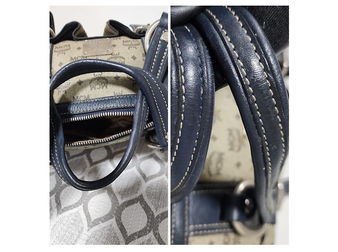 Borsa a Spalla in Pelle PVC MCM con Tasca Nera/Grigia Nero Grigio - vista 10