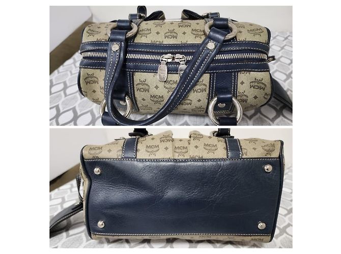 Borsa a Spalla in Pelle PVC MCM con Tasca Nera/Grigia Nero Grigio - vista 9
