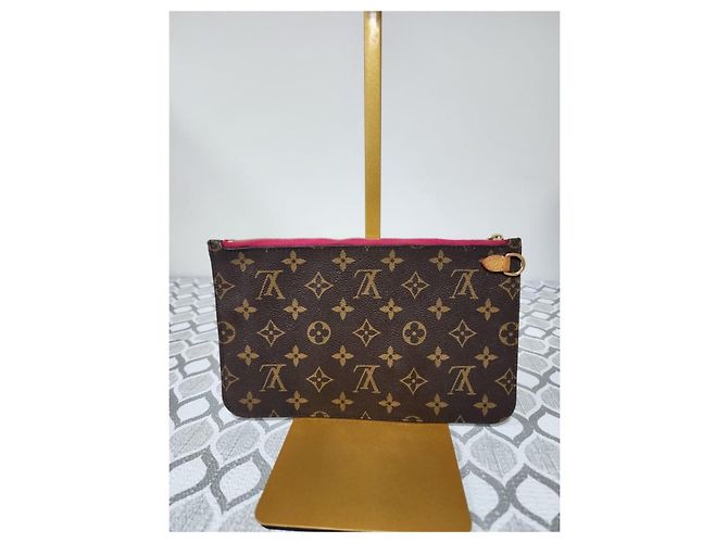 LOUIS VUITTON Monogram Neverfull MM GM Pochette Marrone - vista 3