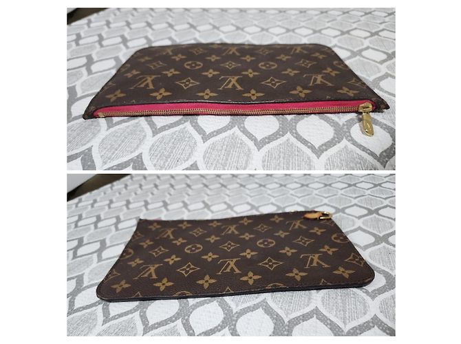 LOUIS VUITTON Monogram Neverfull MM GM Pochette Marrone - vista 4