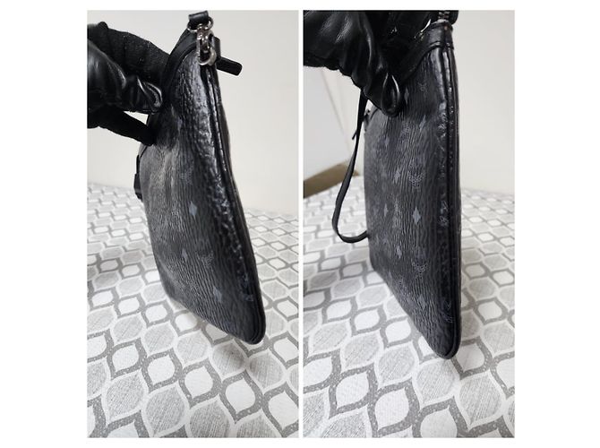 Borsa a spalla pochette in pelle MCM Visetos nera Nero - vista 4