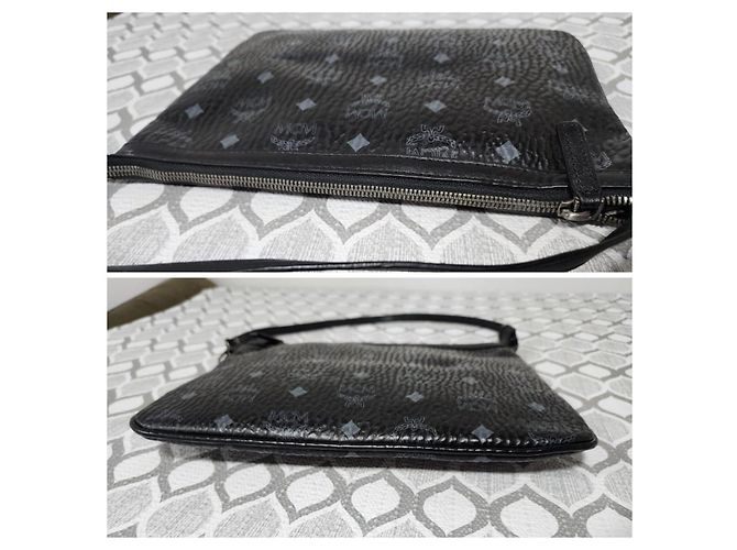 Borsa a spalla pochette in pelle MCM Visetos nera Nero - vista 5