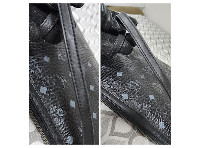 Borsa a spalla pochette in pelle MCM Visetos nera Nero - vista 6