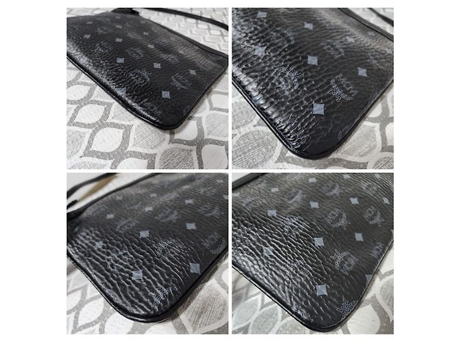 Borsa a spalla pochette in pelle MCM Visetos nera Nero - vista 7