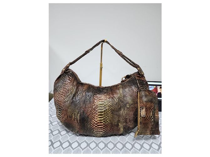 Große Hobo-Tasche aus Pythonleder Salvatore Ferragamo braun - Ansicht 3