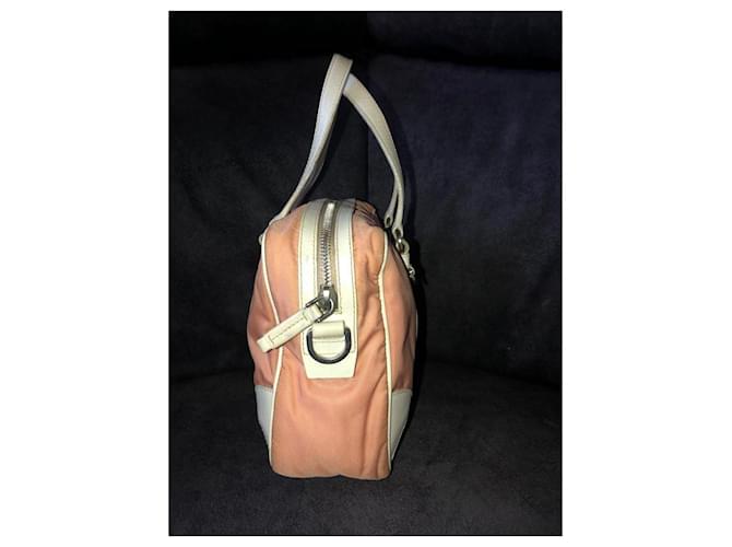 Prada Borsa a mano in nylon e pelle Rosa Beige - vista 4