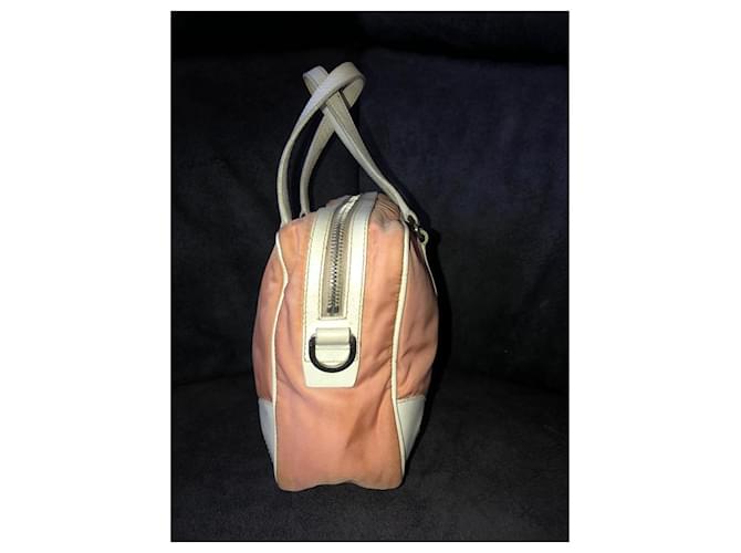 Prada Borsa a mano in nylon e pelle Rosa Beige - vista 5