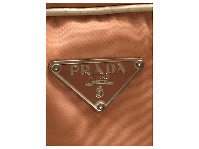 Prada Borsa a mano in nylon e pelle Rosa Beige - vista 6