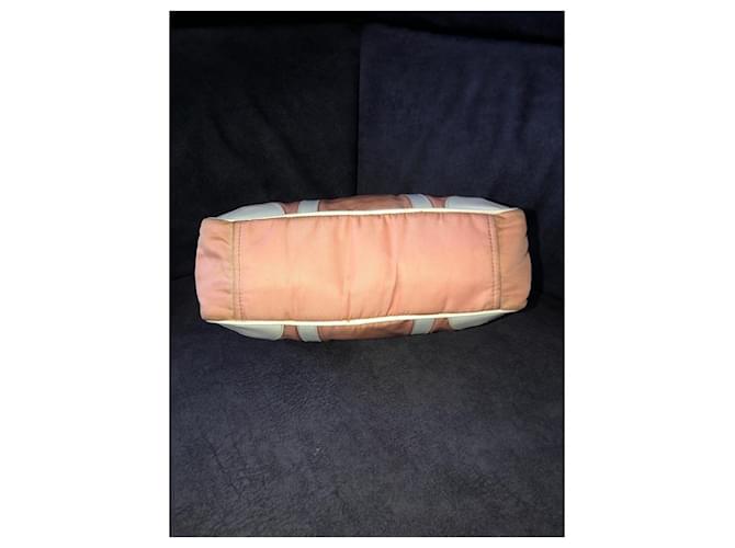 Prada Borsa a mano in nylon e pelle Rosa Beige - vista 8