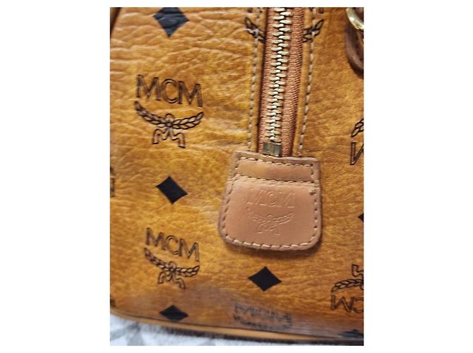 Borsa Boston in pelle Visetos MCM Cognac - vista 8