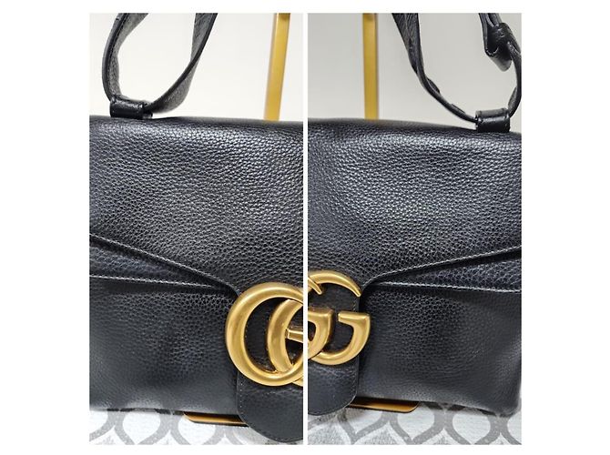 Borsa a Spalla Grande Marmont Double G Gucci Nera Nero - vista 7