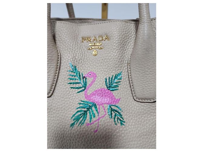 Prada Limited Edition bestickte Flamingo Tote Bag Beige - Ansicht 12