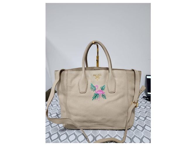 Prada Limited Edition bestickte Flamingo Tote Bag Beige - Ansicht 15