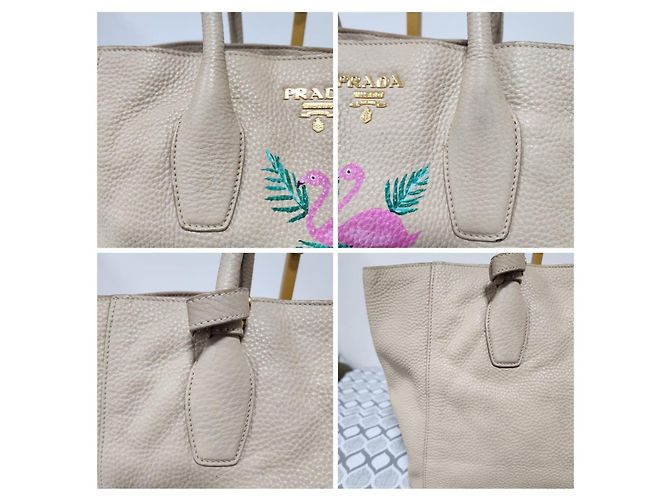 Prada Limited Edition bestickte Flamingo Tote Bag Beige - Ansicht 8