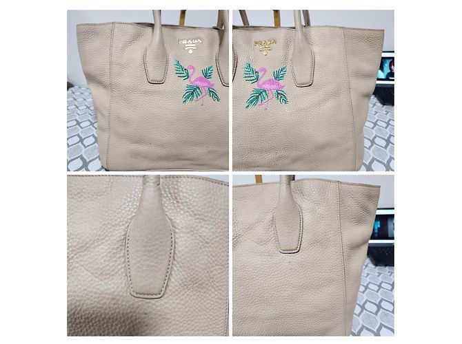 Prada Limited Edition bestickte Flamingo Tote Bag Beige - Ansicht 9
