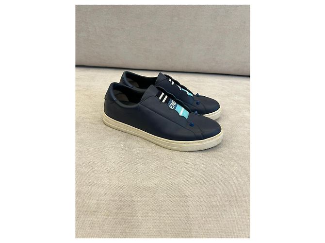 Sneakers Fendi Rockoko in pelle blu Blu navy - vista 2
