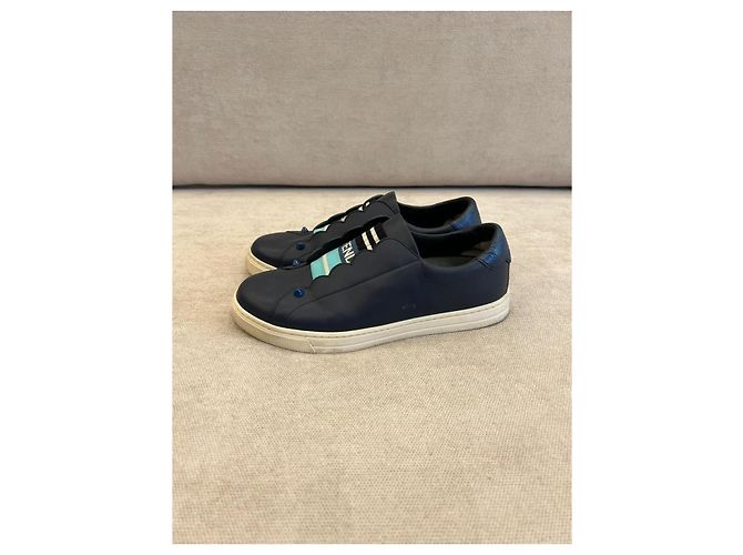 Sneakers Fendi Rockoko in pelle blu Blu navy - vista 3