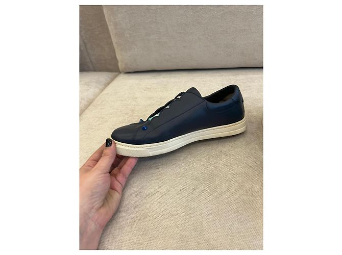 Sneakers Fendi Rockoko in pelle blu Blu navy - vista 6
