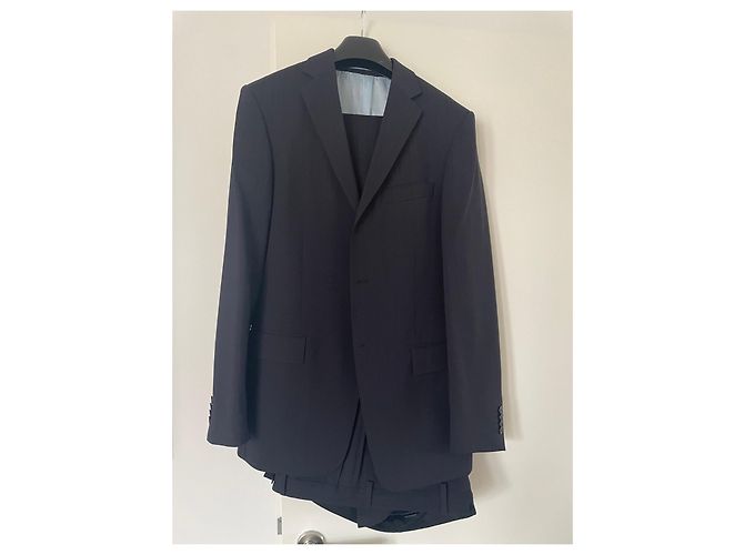 Navy Blue Wool Versace Suit Dark blue - view 2