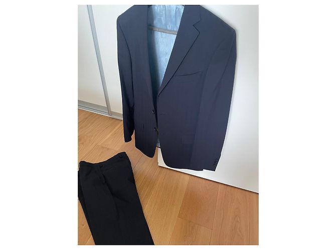 Navy Blue Wool Versace Suit Dark blue - view 4