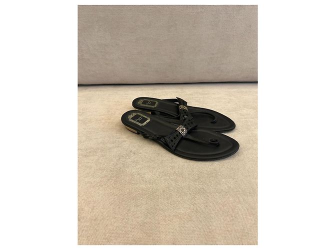 Sandali Infradito Christian Dior in Pelle Nera con Fiocco Cannage Nero - vista 3