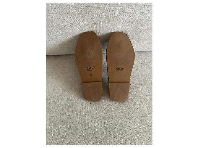 Sandali Chloé Woody in tela di lino beige - vista 6