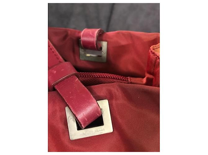 Borsa a Spalla in Nylon Prada Rosso - vista 5