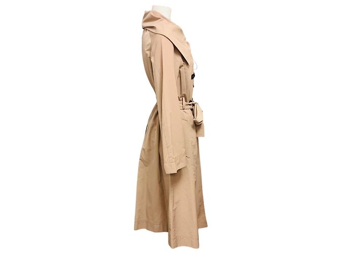Autre Marque Abrigo trench de tafetán beige de doble botonadura con cinturón - vista 2