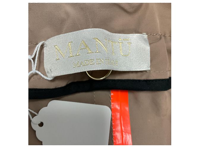 Autre Marque Abrigo trench de tafetán beige de doble botonadura con cinturón - vista 4