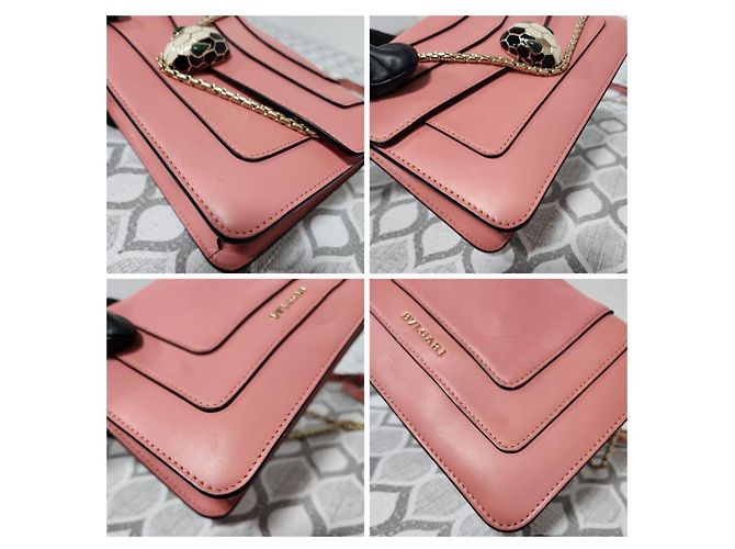Autre Marque Borsa a tracolla in pelle di vitello Bvlgari Serpenti Forever pesca - vista 14
