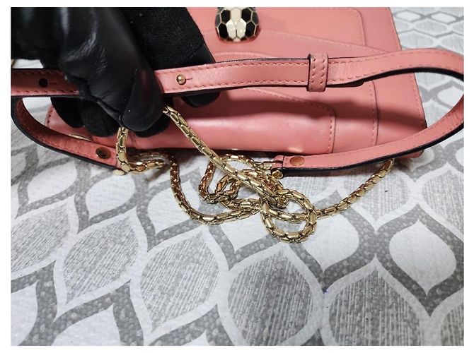 Autre Marque Borsa a tracolla in pelle di vitello Bvlgari Serpenti Forever pesca - vista 15
