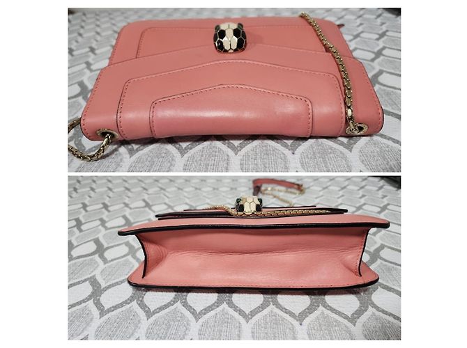Autre Marque Borsa a tracolla in pelle di vitello Bvlgari Serpenti Forever pesca - vista 4