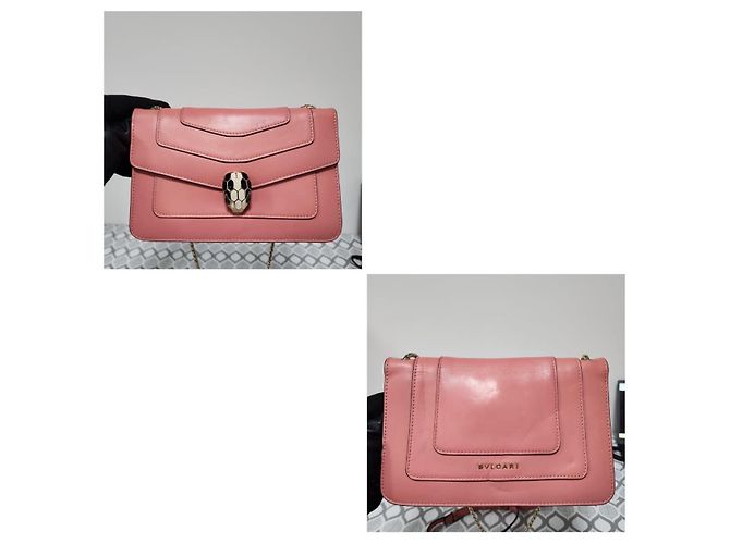 Autre Marque Borsa a tracolla in pelle di vitello Bvlgari Serpenti Forever pesca - vista 6