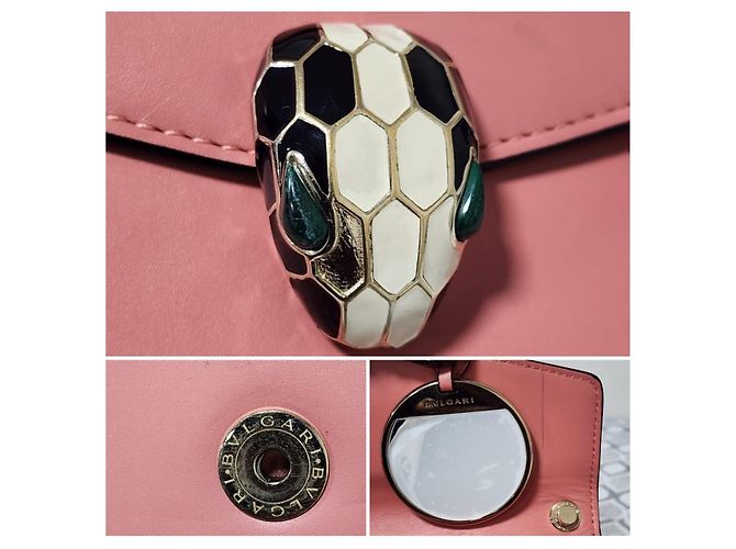Autre Marque Borsa a tracolla in pelle di vitello Bvlgari Serpenti Forever pesca - vista 7