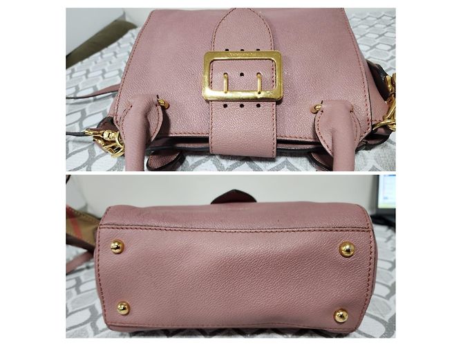 Bolsa de ombro de couro com fivela Burberry Nude - vista 10