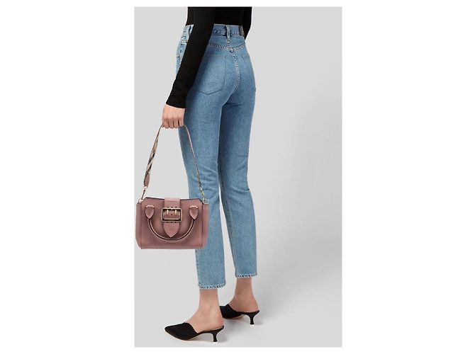 Bolsa de ombro de couro com fivela Burberry Nude - vista 14