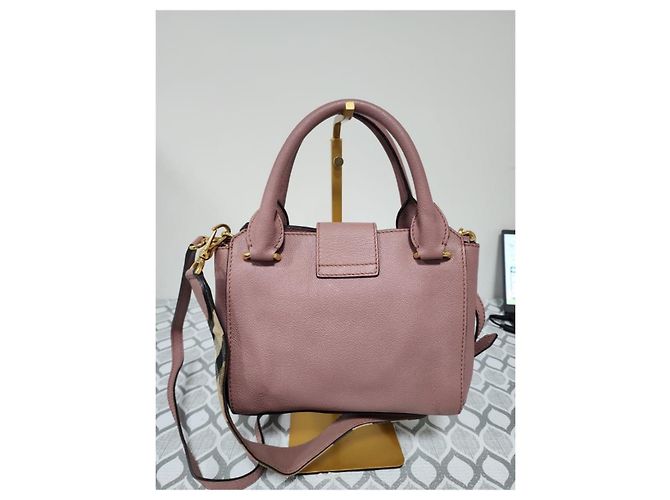 Bolsa de ombro de couro com fivela Burberry Nude - vista 3