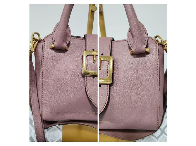 Bolsa de ombro de couro com fivela Burberry Nude - vista 8