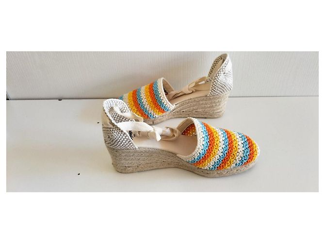 Espadrillas con zeppa Castaner Clara multicolori Bianco Blu Multicolore Beige Arancione - vista 10
